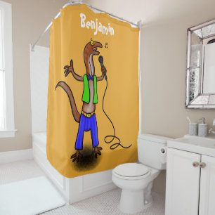 Rideaux De Douche Drôle lézard chantant avec bande dessinée de micro