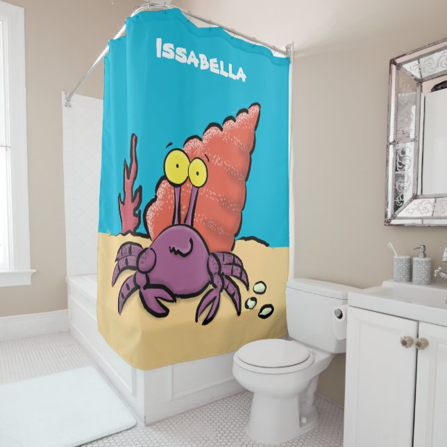 Rideaux De Douche Drôle mignon caricature pourpre crabe ermite (En situation)