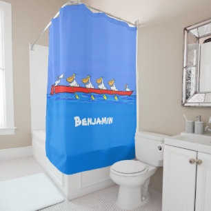 Rideaux De Douche Drôle pélicans rameurs dessin animé