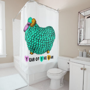 Rideaux De Douche Drôle vert bélier chinois Année Zodiac Anniversair