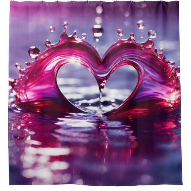 Rideaux De Douche "Droplets en forme de coeur" (Devant)