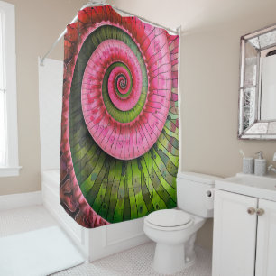 Rideaux De Douche Dubman Designs : Fibonacci rose et vert lumineux 