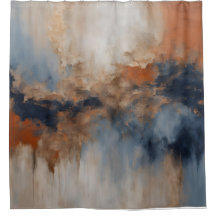 Dusty Blue Burnt Orange Navy Abstrait