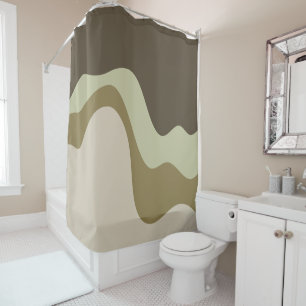 Rideaux De Douche Earth Tone Waves Abstrait Art Bath Mat