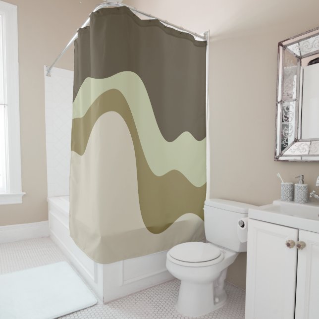 Rideaux De Douche Earth Tone Waves Abstrait Art Bath Mat (En situation)