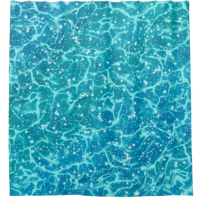 Rideaux De Douche Eau de la mer bleue avec étincelles (Devant)