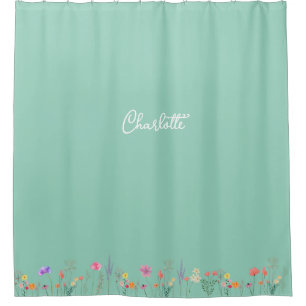Rideaux De Douche Eau vert Fleur sauvage vert turquoise clair