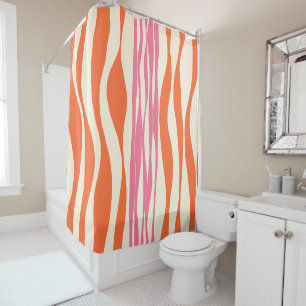 Rideaux De Douche Ebb et flux - rose, orange et crème