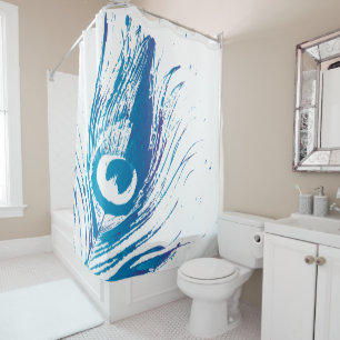 Rideaux De Douche Éclaboussure bleue pourpre de plume de paon