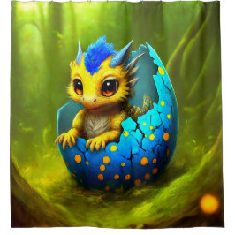 Rideaux De Douche éclosion de dragon de bébé