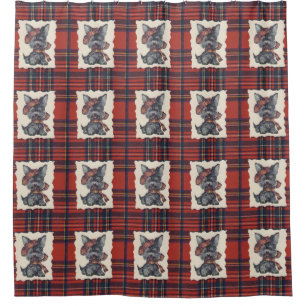 Rideaux De Douche Écossais vintage Terrier de tartan de Stewart