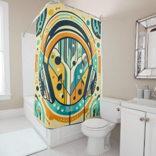 Rideaux De Douche Ecouteurs musicaux Art Déco