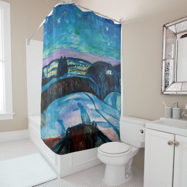 Rideaux De Douche Edvard Munch - Nuit étoilée 1922 (En situation)