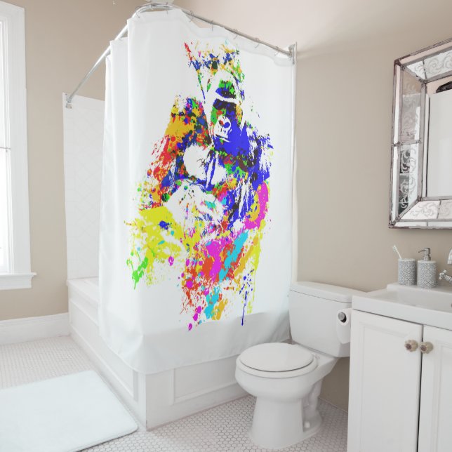 Rideaux De Douche Effet de peinture d'éclaboussure de gorille de (En situation)