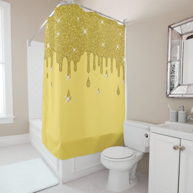 Rideaux De Douche Effet Parties scintillant or et étincelles (En situation)
