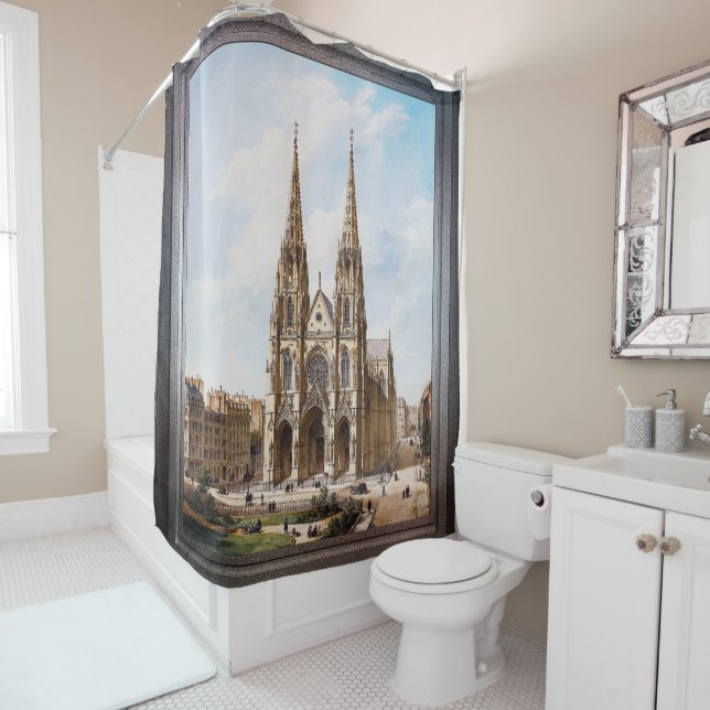 Rideaux De Douche Église Sainte-Clotilde à Paris par Max Berthelin (En situation)