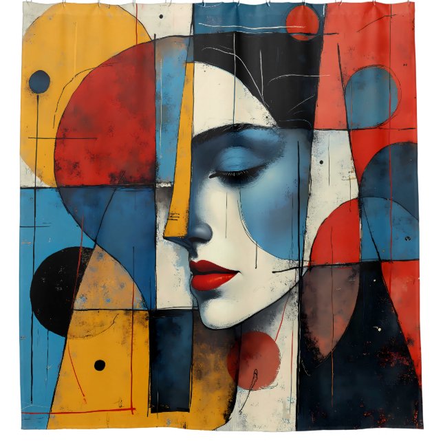 Rideaux De Douche Élégance Abstraite : Portrait de femme artiste (Devant)