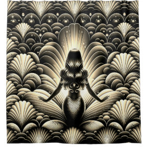 Rideaux De Douche "Élégance de sirène teintée Sepia - Imaginaire Vin