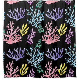 Rideaux De Douche Élégance des récifs de corail : Motif d'aquarelle