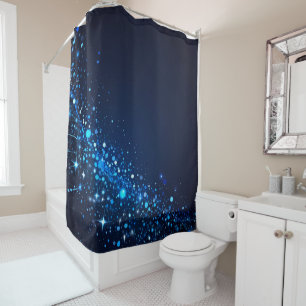 Rideaux De Douche Élégance électrique : Neon Blue scintille Salle de