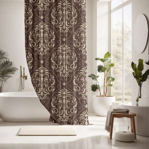 Rideaux De Douche Élégance Ornée Motif Marron