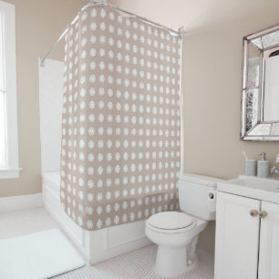 Rideaux De Douche Élégant Abstrait Floral Preppy Tan Motif