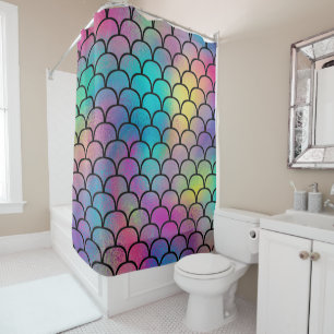 Rideaux De Douche Élégant Abstrait Rainbow Scales Motif  