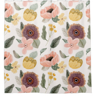 Rideaux De Douche Elégant beau jardin fleuri l Rose et blanc