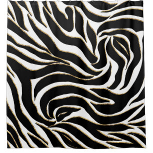 Rideaux De Douche Elégant Black Gold Zebra Poster de animal blanc