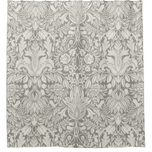 Rideaux De Douche Élégant blanc Damas Floral Décor