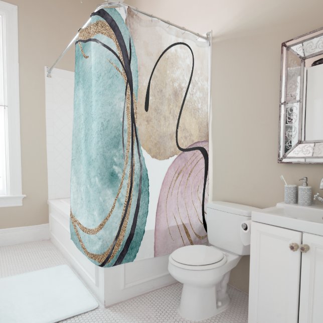 Rideaux De Douche élégant boho féminin pastel élégant (En situation)