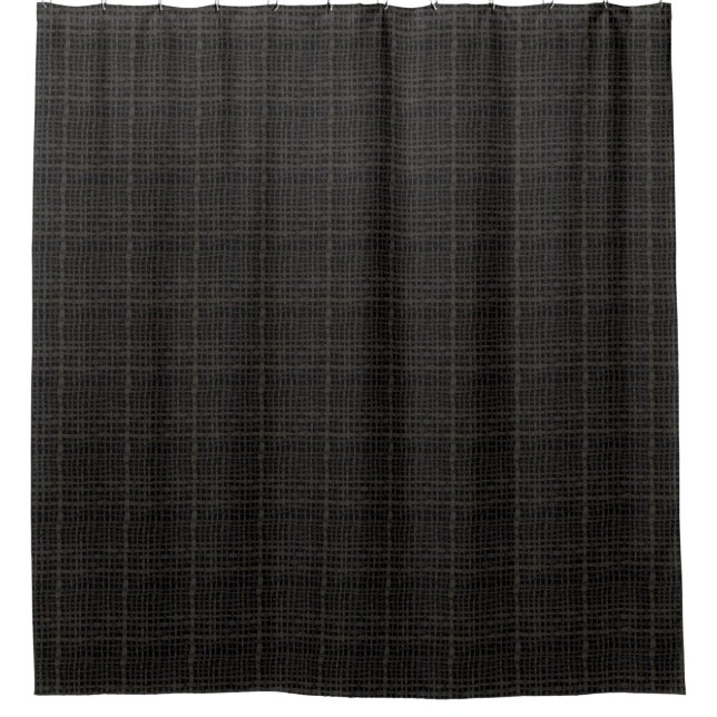 Rideaux De Douche Élégant Burlap Noir tissé Rustique (Devant)
