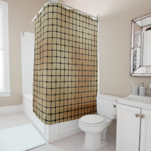 Rideaux De Douche Élégant Carré or moderne carreaux Motif  