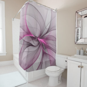 Rideaux De Douche Élégant Chaos Moderne Art Fractal Abstrait Rose