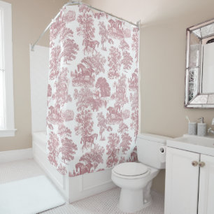 Rideaux De Douche Elégant Chic Rose Rustique Horses Toile
