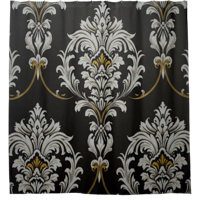Rideaux De Douche Élégant Damas baroque (Devant)