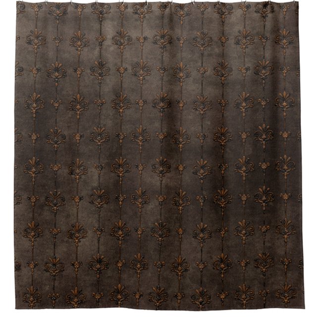 Rideaux De Douche Élégant Damas Brown (Devant)