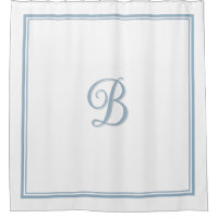 Élégant Dusty bleu double bordure Monogramme