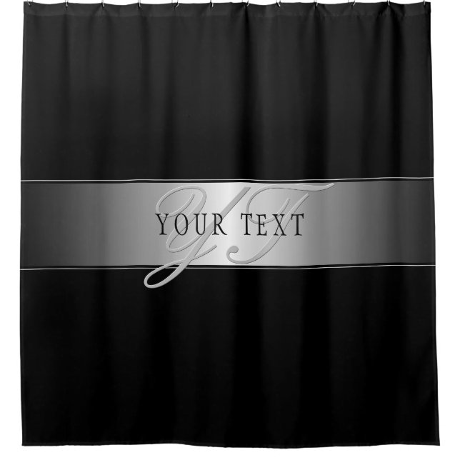 Rideaux De Douche Élégant écriture de script de monogramme modifiabl (Devant)