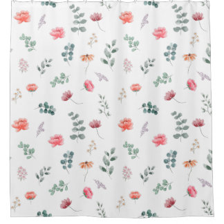 Rideaux De Douche Élégant fleur sauvage aquarelle