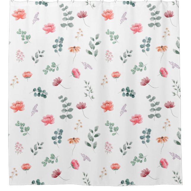 Rideaux De Douche Élégant fleur sauvage aquarelle (Devant)