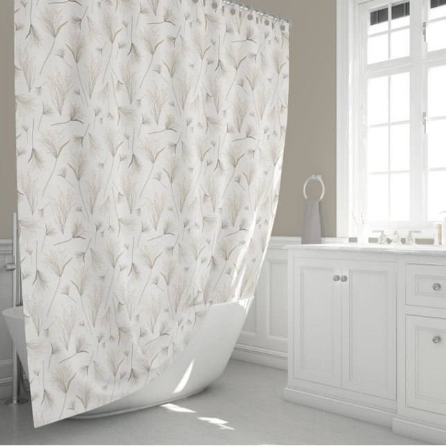 Rideaux De Douche Elégant Gold Grey (Elegant Neutral Gold Gray Dried Flowers And Grass Shower Curtain from Jenn Steffen for Studio Posies)