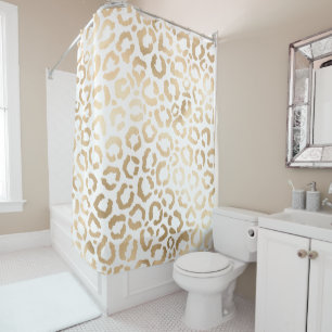 Rideaux De Douche Elegant Gold White Leopard Cheetah Animal Print