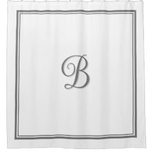Rideaux De Douche Élégant gris foncé double bordure Monogramme