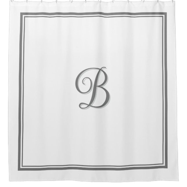 Rideaux De Douche Élégant gris foncé double bordure Monogramme (Devant)