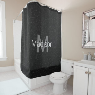 Rideaux De Douche Élégant gris foncé gris foncé grisé monogramme