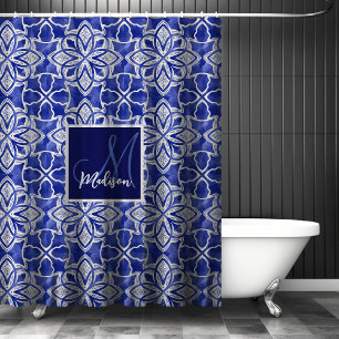 Rideaux De Douche Élégant gris-gris gris gris initial monogrammé