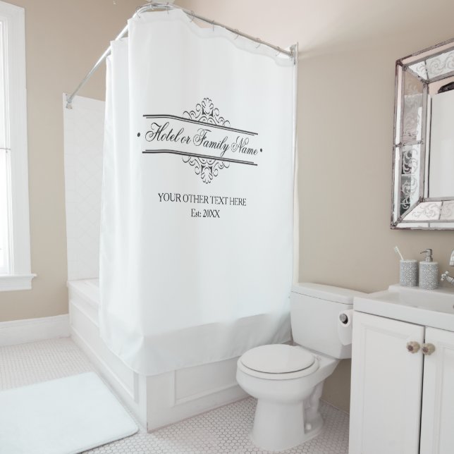 Rideaux De Douche Elégant Hôtel Personnalisé Ou Nom De Famille (En situation)