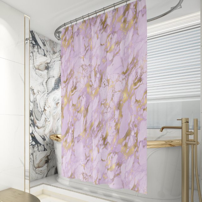 Rideaux De Douche Élégant Lavender Gold Marble (Créateur téléchargé)