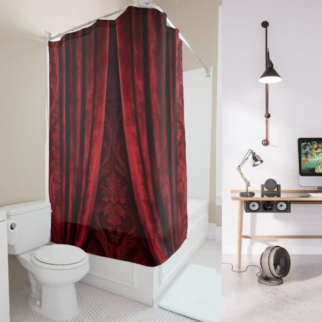 Rideaux De Douche Elégant luxe rouge velours Mariage Maroon (Créateur téléchargé)